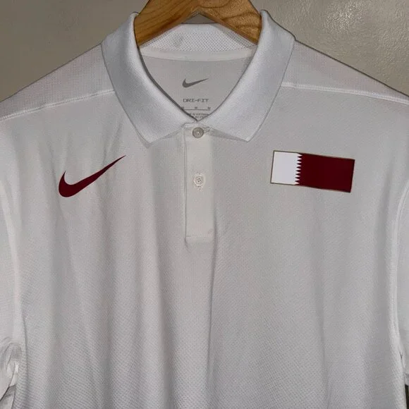 Nike Pro Elite Qatar Team Issue Dri-FIT Polo Shirt White Men’s M CT0758-100 NEW